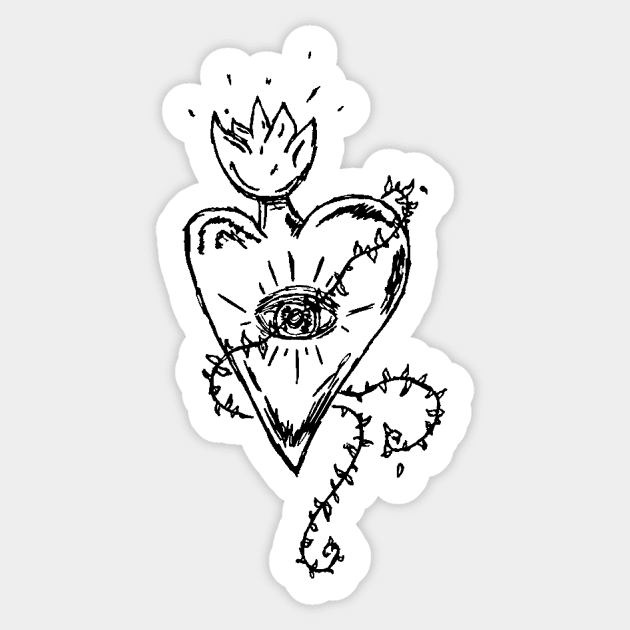 Florence Welch Useless Magic Sacred Heart Art Doodle Sticker by incloudines